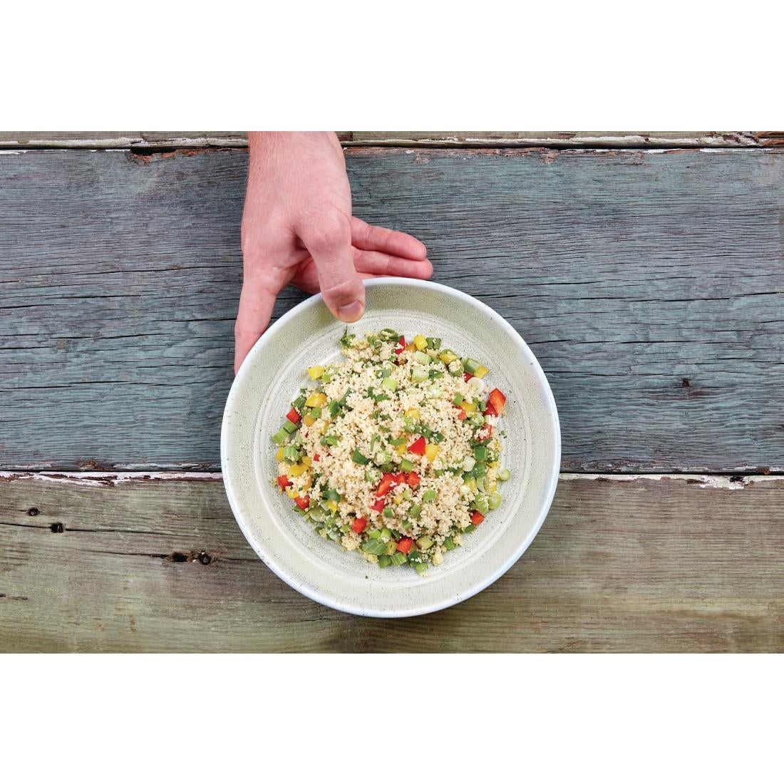 Olympia Cavolo Flat Round Bowls Spring Green 220mm (Pack of 4) - FB561 Bowls Olympia