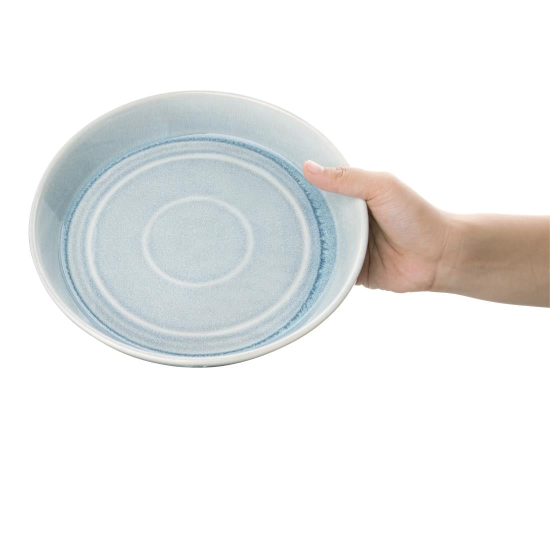 Olympia Cavolo Flat Round Bowls Ice Blue 220mm (Pack of 4) - FB566 Bowls Olympia