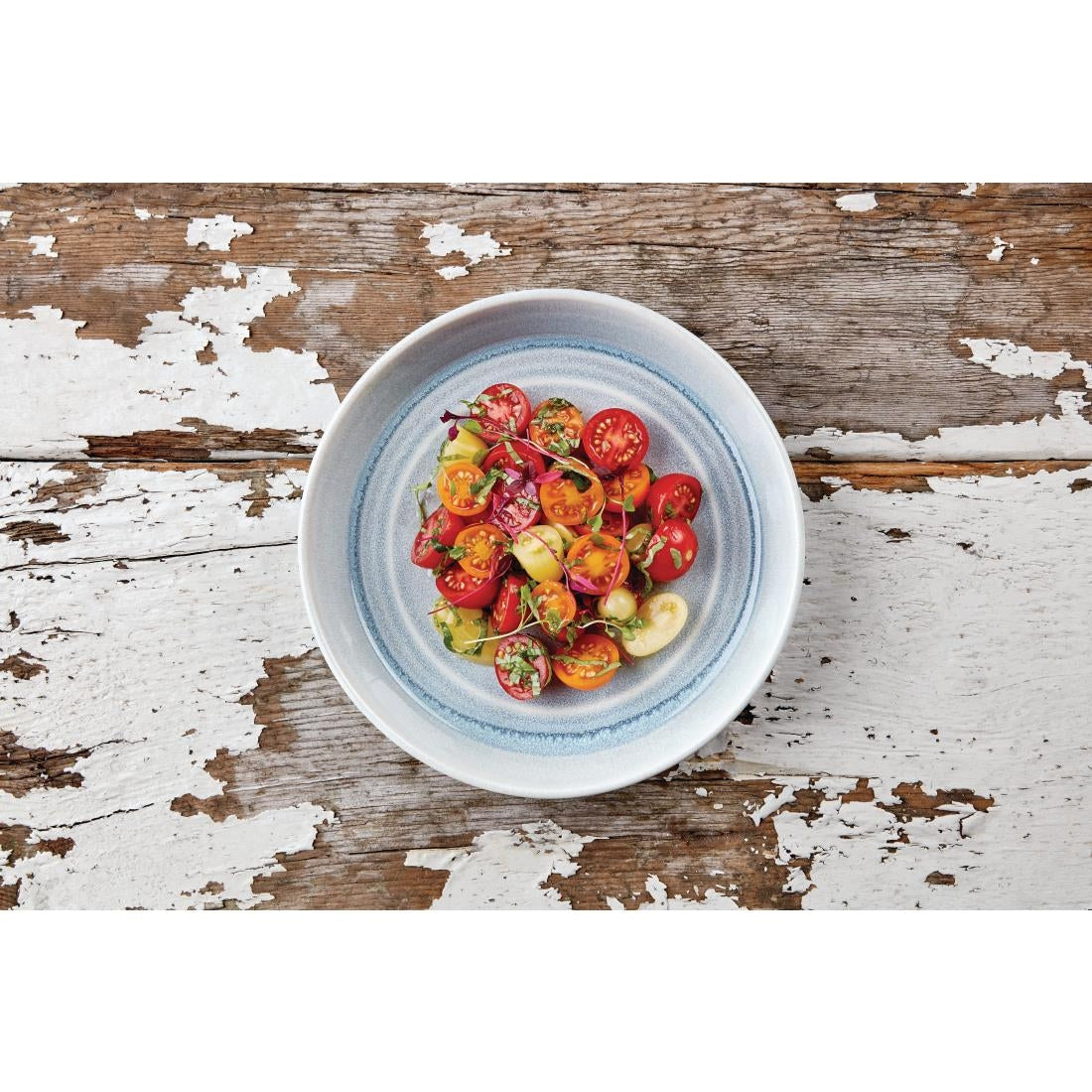 Olympia Cavolo Flat Round Bowls Ice Blue 220mm (Pack of 4) - FB566 Bowls Olympia