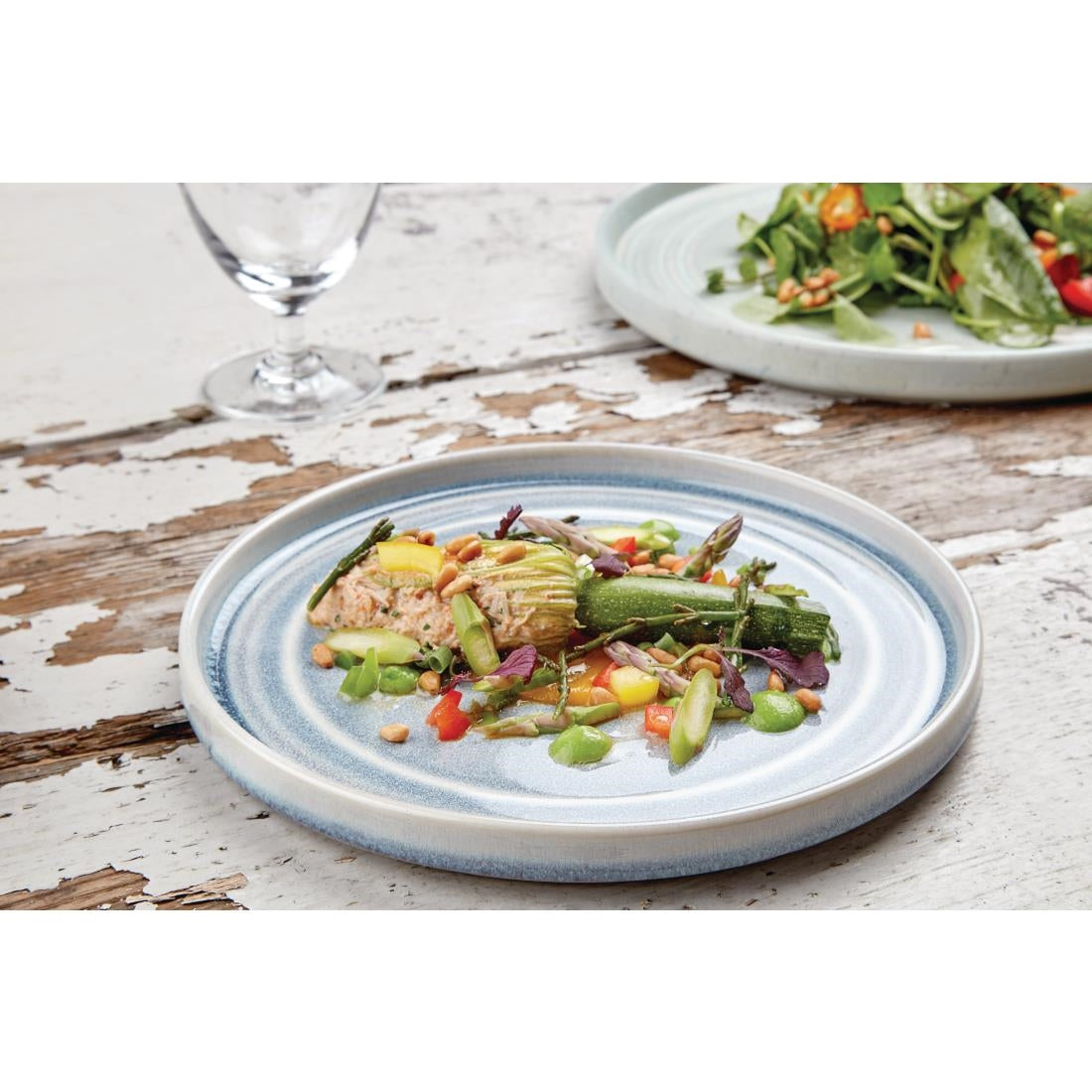 Olympia Cavolo Flat Round Plates Ice Blue 220mm (Pack of 6) - FB568 Plates Olympia