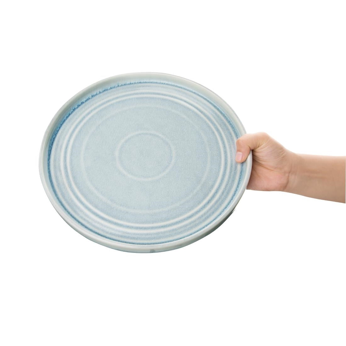 Olympia Cavolo Flat Round Plates Ice Blue 270mm (Pack of 4) - FB569 Plates Olympia