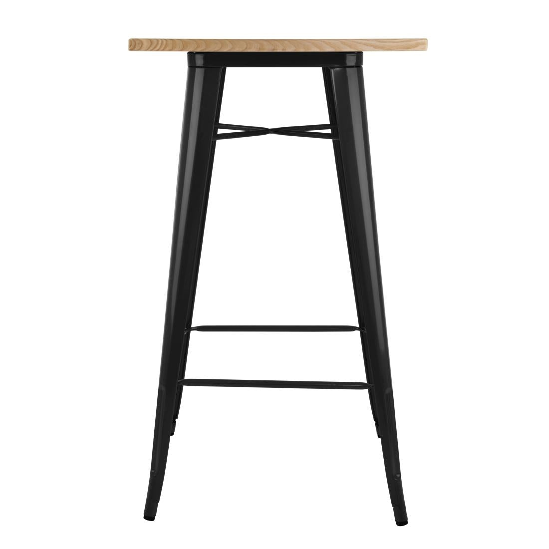 Bolero Bistro Bar Table with Wooden Top Black - FB595 Steel Tables Bolero