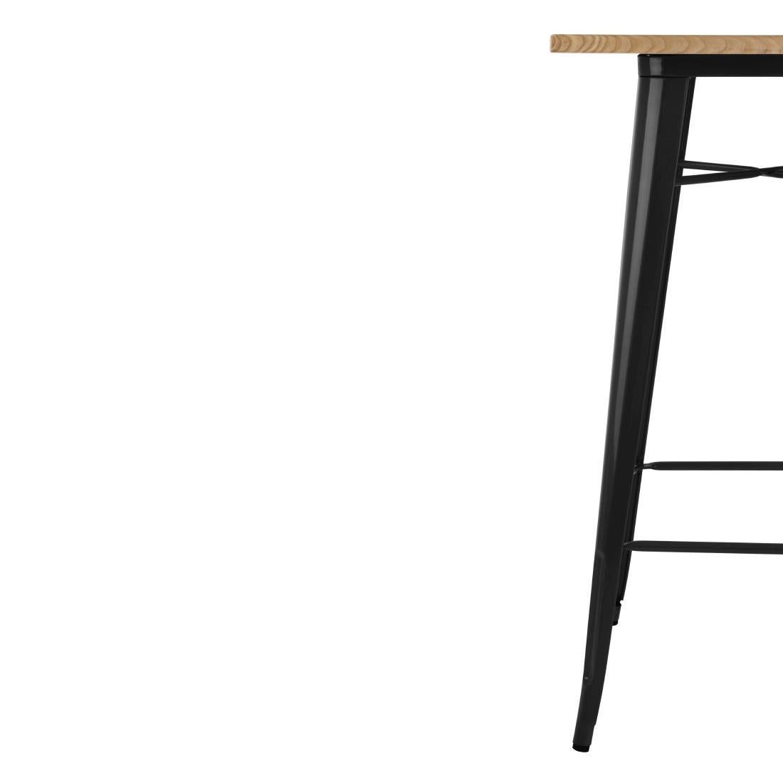 Bolero Bistro Bar Table with Wooden Top Black - FB595 Steel Tables Bolero