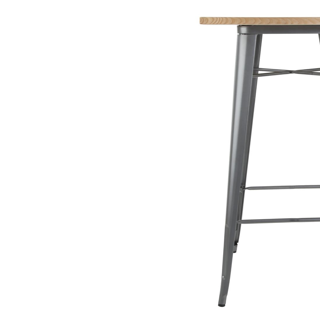 Bolero Bistro Bar Table with Wooden Top Gun Metal - FB596 Steel Tables Bolero
