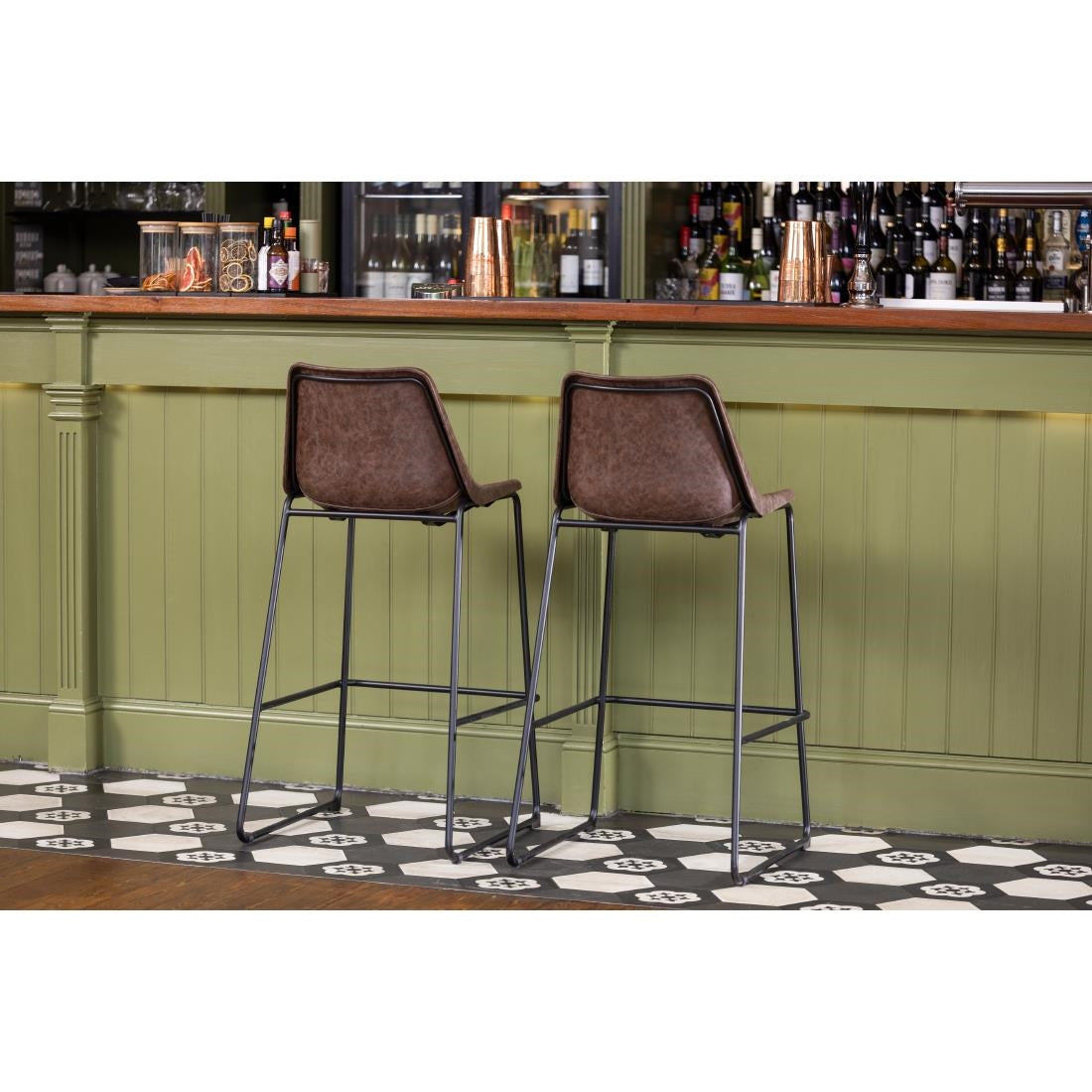 Bolero Rodeo High Stools Mocha (Single) - FB884 Metal Bar Stools Bolero
