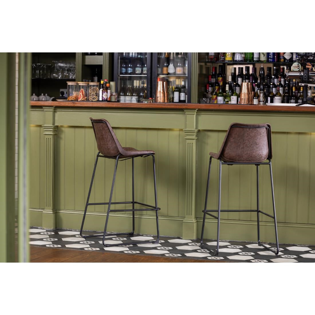 Bolero Rodeo High Stools Mocha (Single) - FB884 Metal Bar Stools Bolero