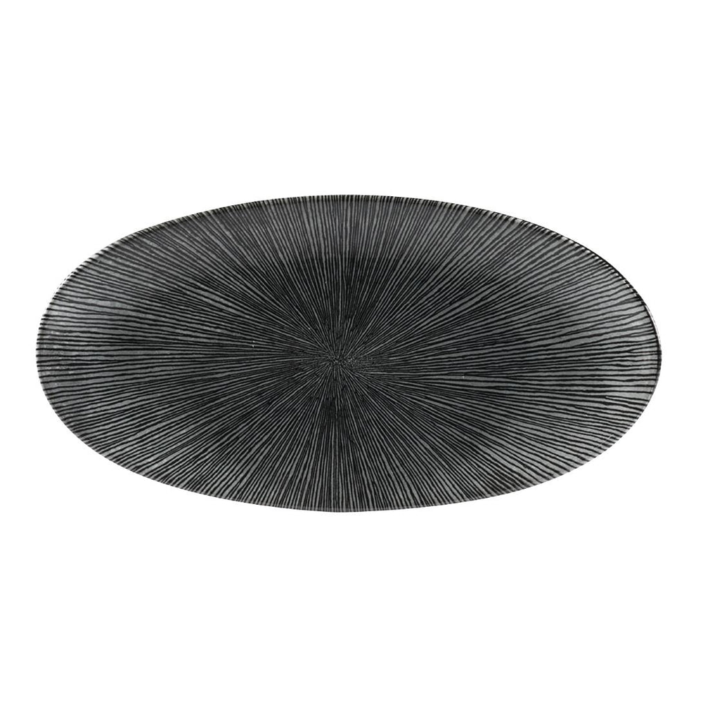 Churchill Studio Prints Agano Oval Chefs Plates Black 299 x 150mm (Pack of 12) - FC109 Plates Churchill