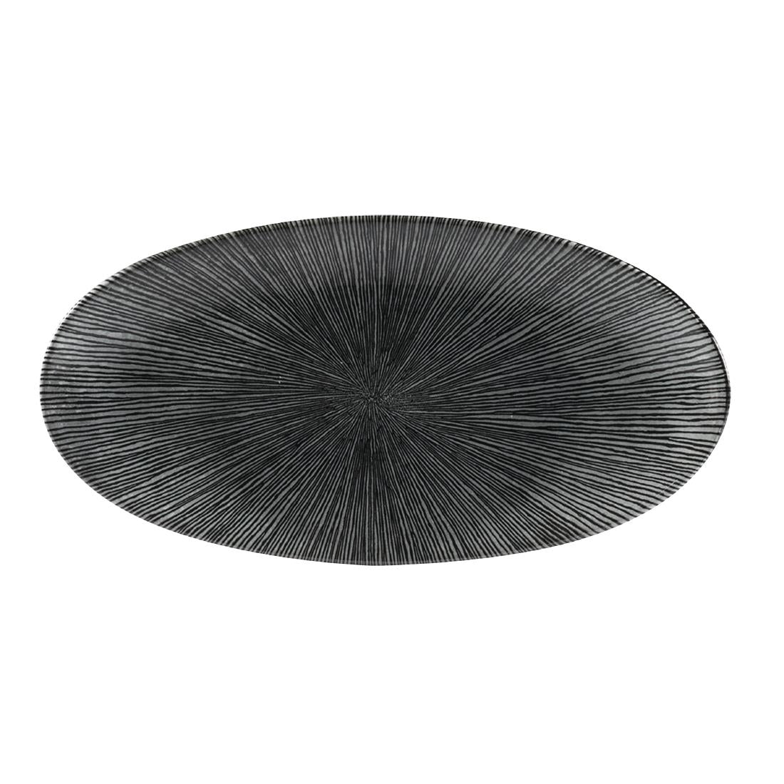 Churchill Studio Prints Agano Oval Chefs Plates Black 299 x 150mm (Pack of 12) - FC109 Plates Churchill
