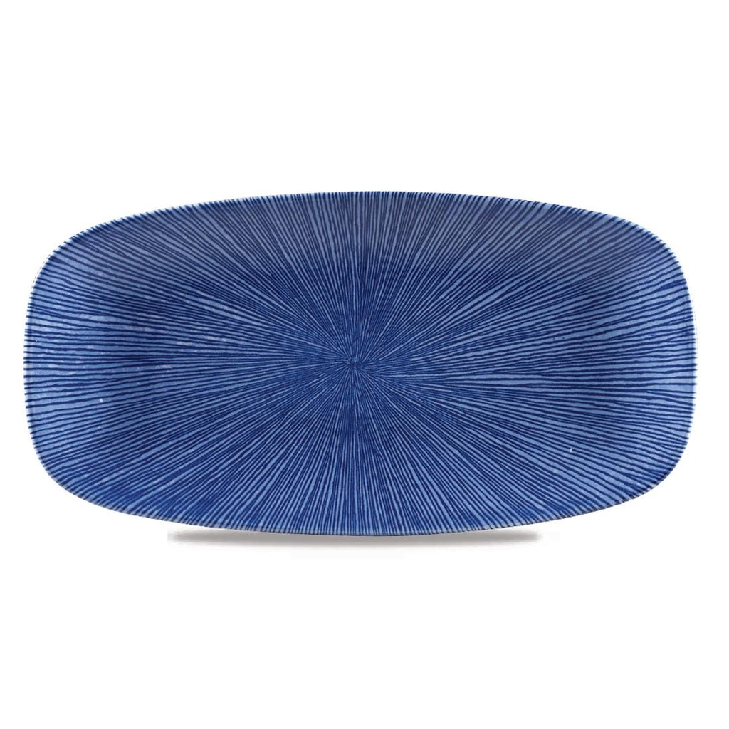 Churchill Studio Prints Agano Oblong Chefs Plates Blue 355 x 189mm (Pack of 6) - FC110 Plates Churchill