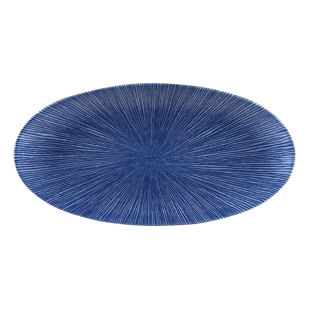 Churchill Studio Prints Agano Oval Chefs Plates Blue 299 x 150mm (Pack of 12) - FC113 Plates Churchill