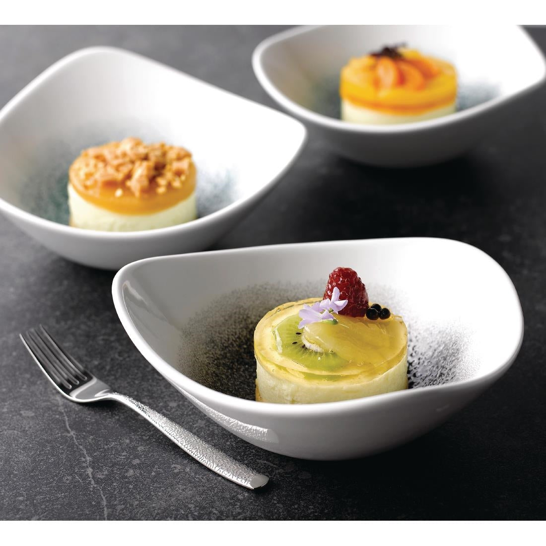 Churchill Studio Prints Raku Triangle Bowls Quartz Black 185mm 370ml (Pack of 12) - FC134 Bowls Churchill