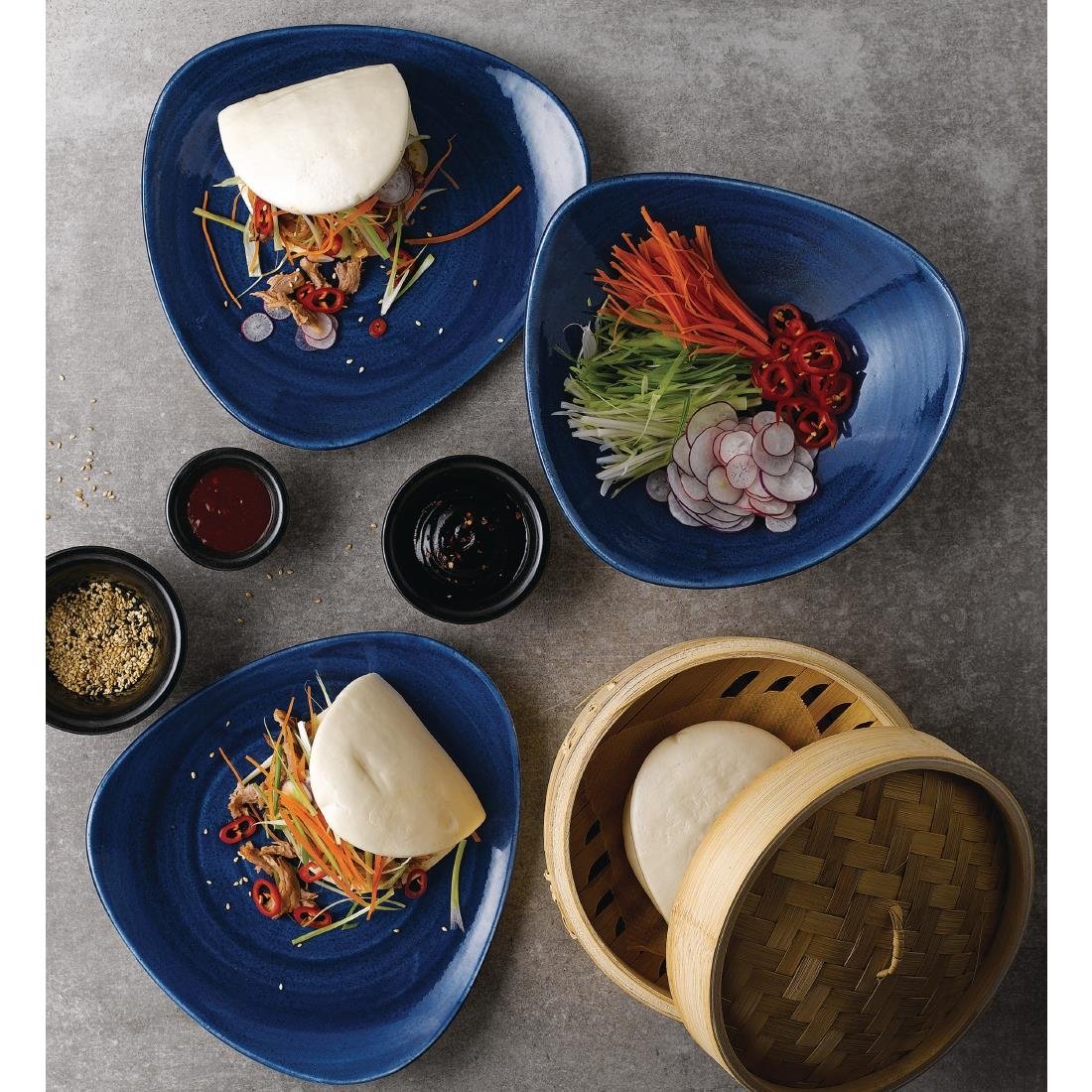 Churchill Stonecast Patina Triangular Bowls Cobalt 235mm (Pack of 12) - FC173 Bowls Churchill