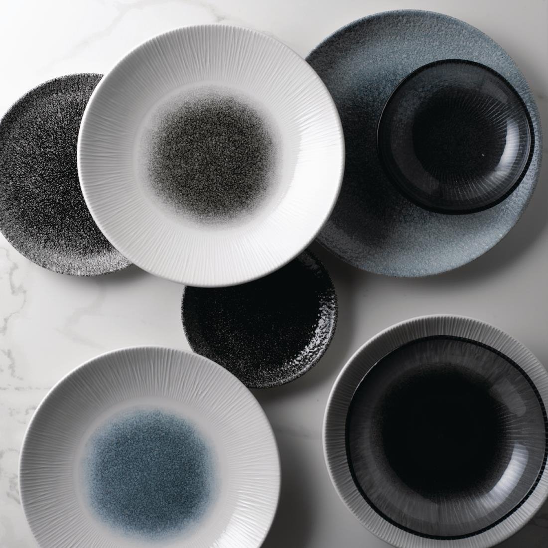 Churchill Bamboo Centre Print Deep Coupe Plates Topaz Blue 255mm (Pack of 12) - FC189 Plates Churchill