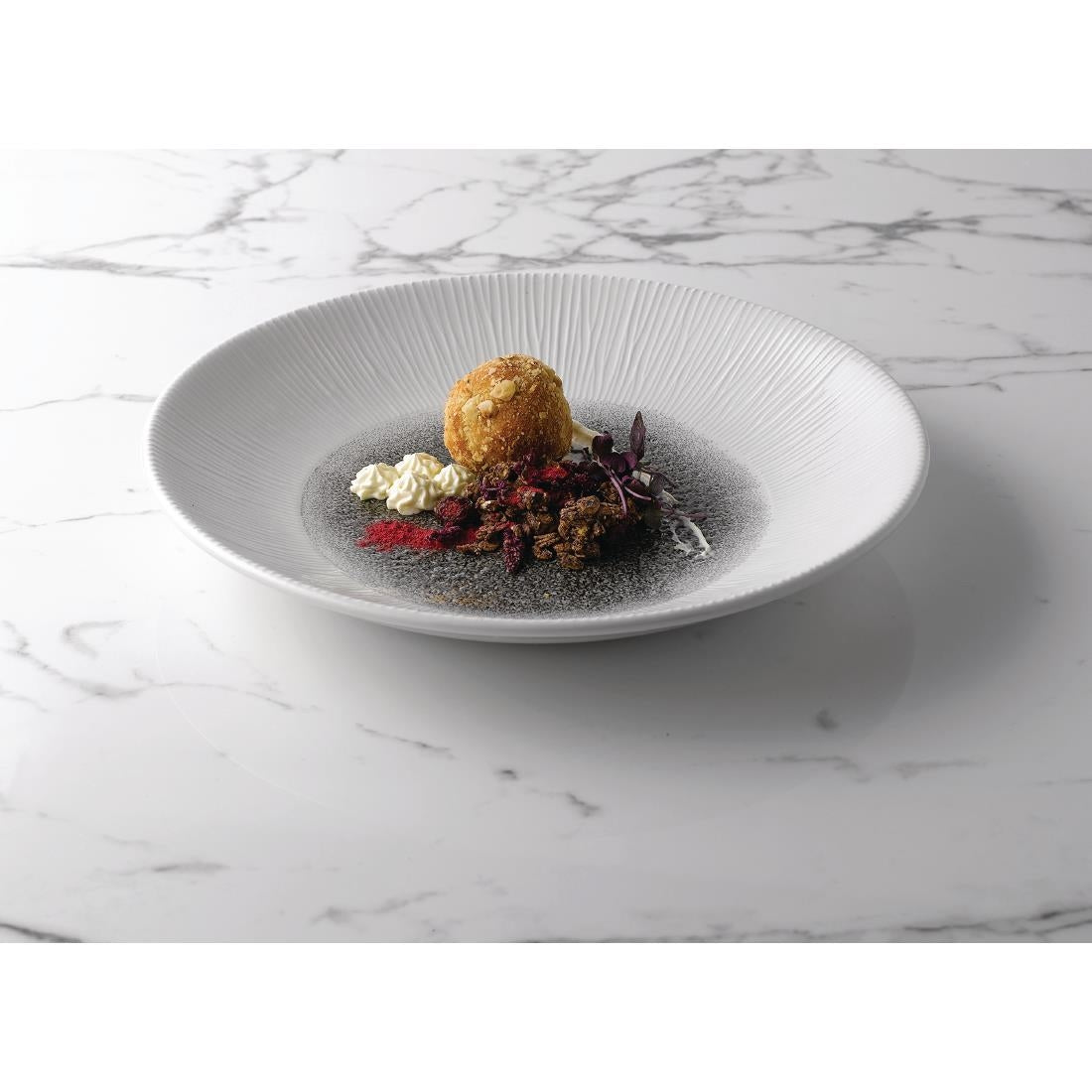 Churchill Bamboo Centre Print Deep Coupe Plates Quartz Black 281mm (Pack of 12) - FC190 Plates Churchill