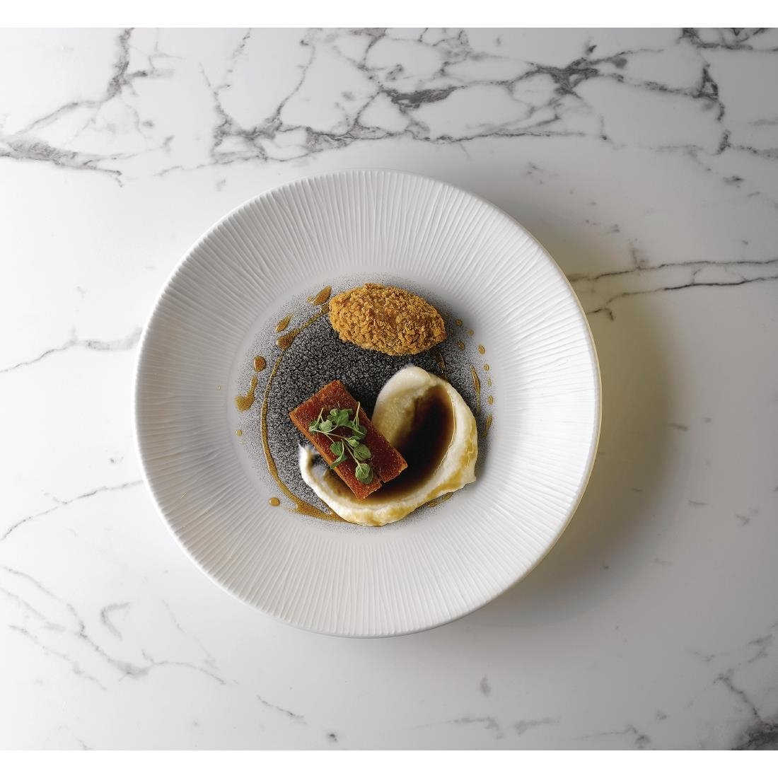 Churchill Bamboo Centre Print Deep Coupe Plates Quartz Black 255mm (Pack of 12) - FC191 Plates Churchill