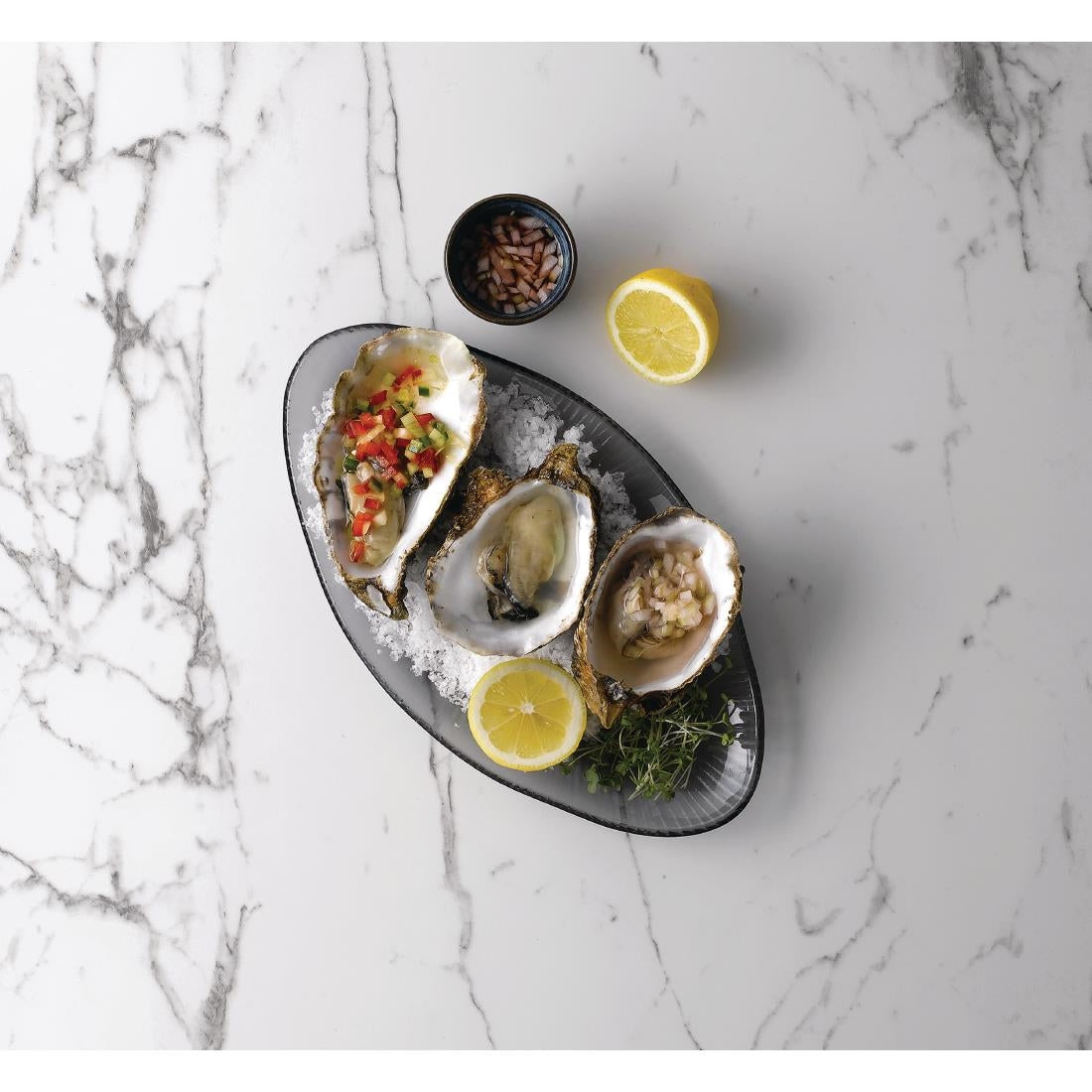 Churchill Bamboo Organic Oval Glass Platter Dusk 295 x 162mm (Pack of 6) - FC205 Churchill Super Vitrified Churchill