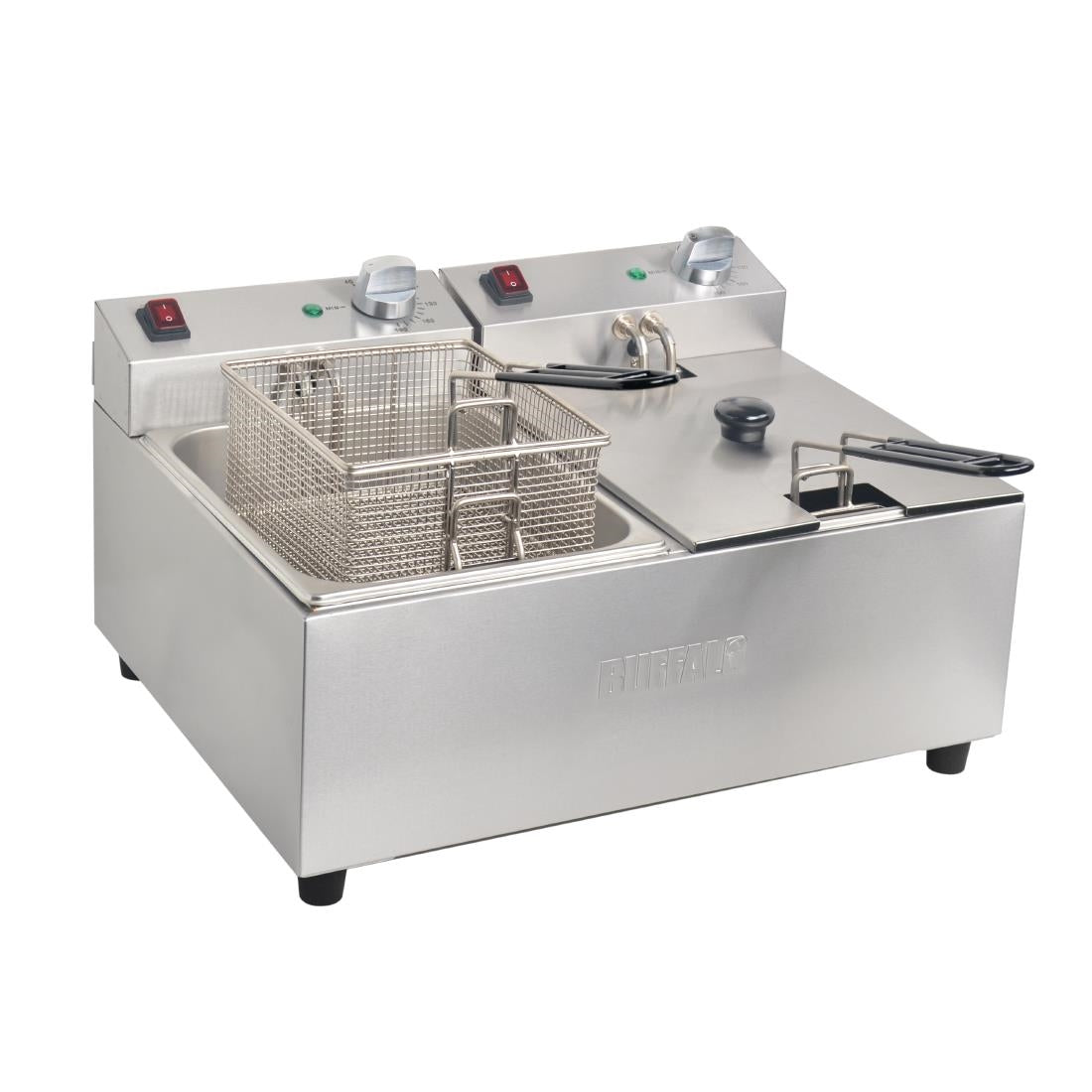 Buffalo Twin Tank Twin Basket 2x5Ltr Countertop Fryer 2x2.8kW - FC257 Buffalo