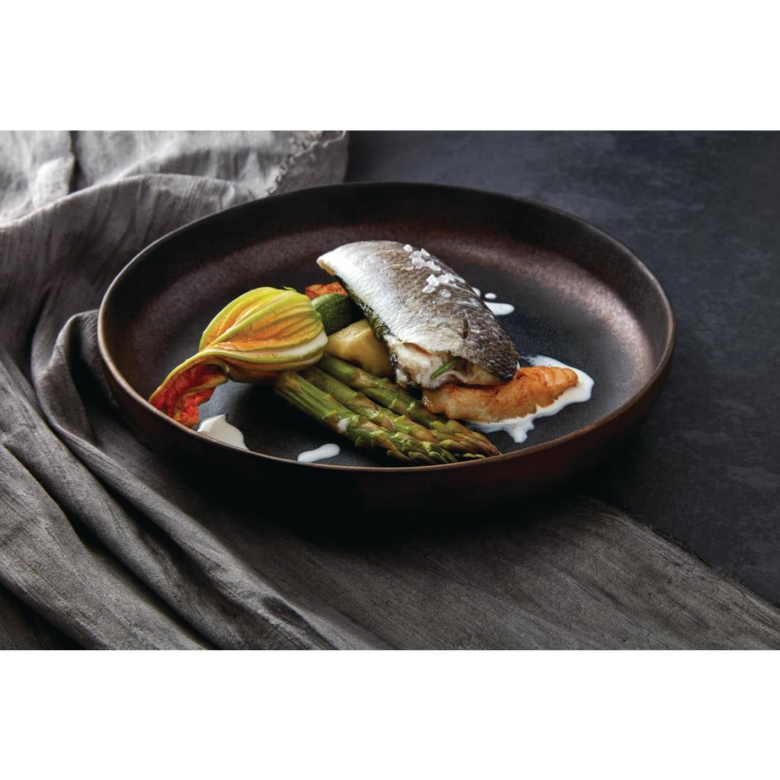 Olympia Ochre Flat Bowls 210mm 700ml (Pack of 6) - FC287 Bowls Olympia