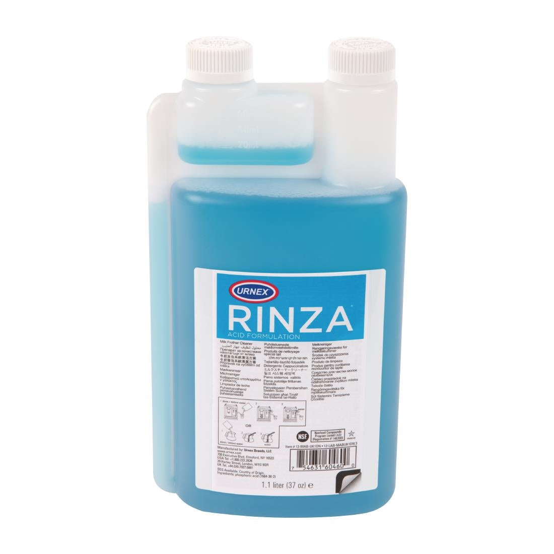 Urnex Rinza Acidic Milk Frother Cleaner Liquid Concentrate 1.1Ltr - CX501 Urnex