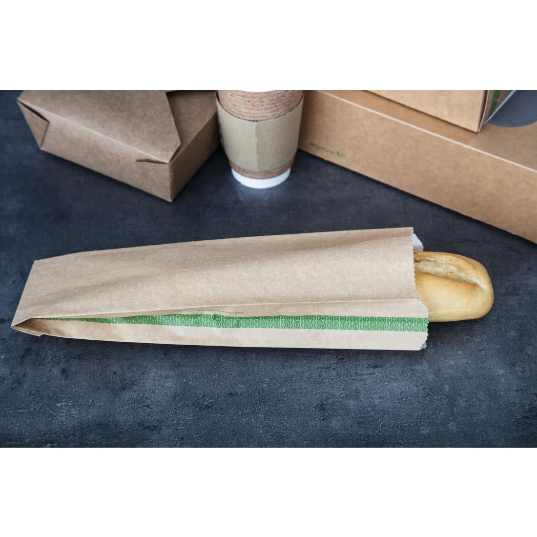 Vegware Compostable Therma Paper Hot Food Bags 356 x 101mm (Pack of 500) - FC897 Vegware