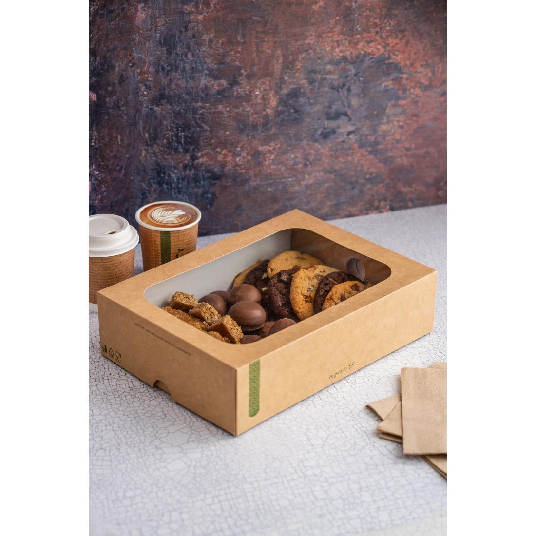 Vegware Compostable Sandwich Platters Box with Insert and Lid (Pack of 50) - FD386 Vegware