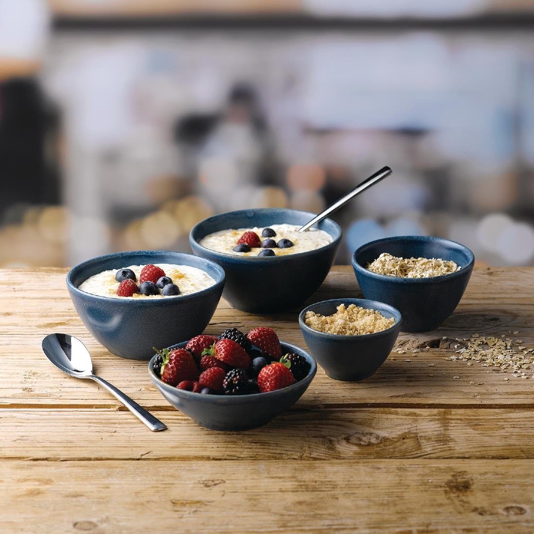 Churchill Super Vitrified Nourish Oslo Blue Contour Deep Bowls 102mm (Pack of 12) - FD828 Bowls Churchill
