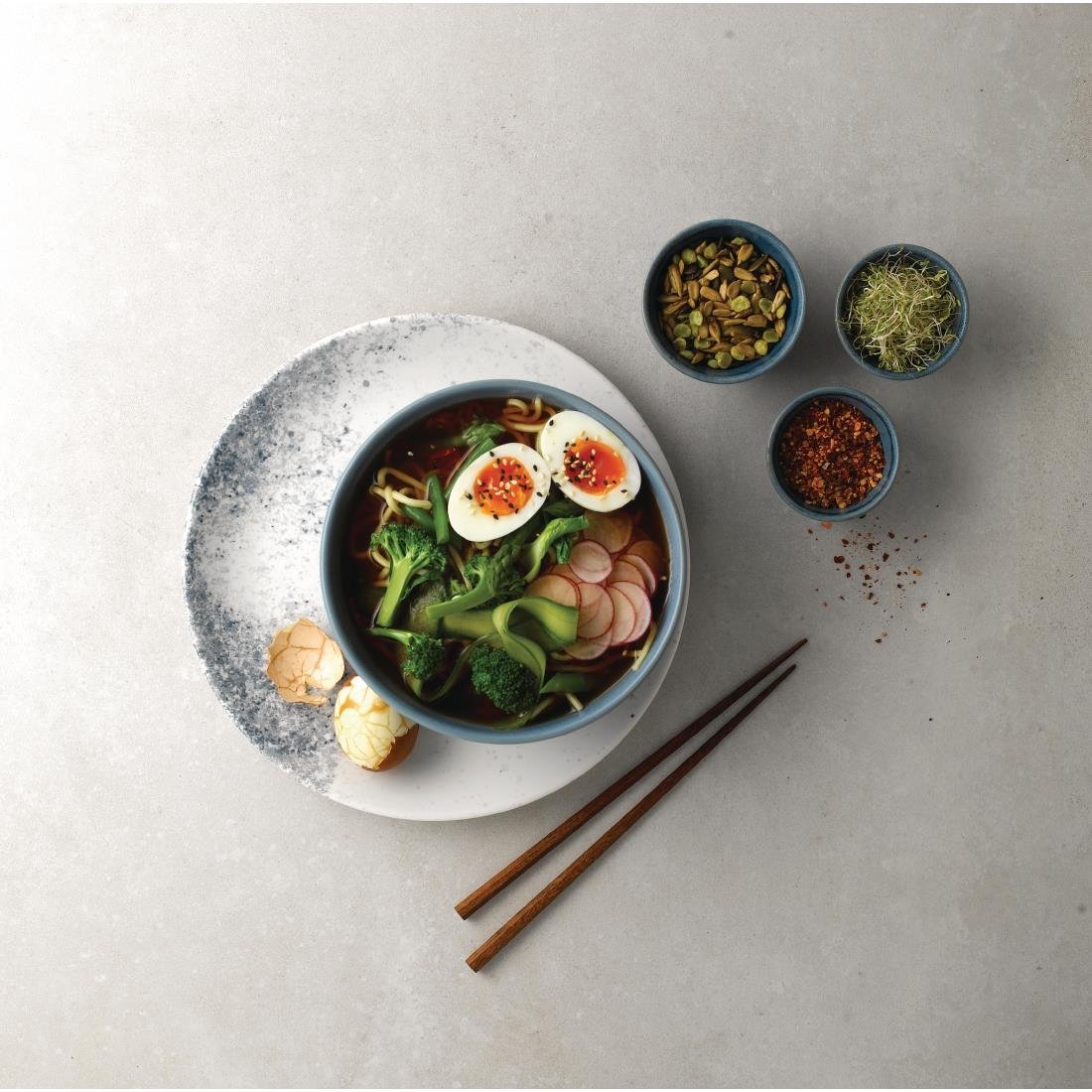 Churchill Super Vitrified Nourish Oslo Blue Contour Dip Pots 110ml (Pack of 12) - FD827 Churchill Super Vitrified Churchill