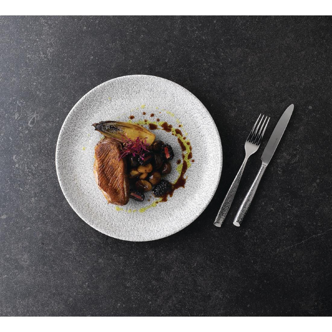 Churchill Raku Jasper Grey Evolve Coupe Plate 8.67" (Box 12) (Direct) - FD880 Plates Churchill