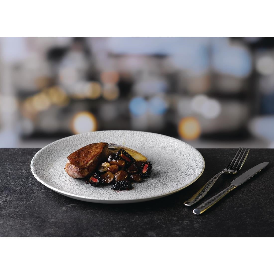 Churchill Raku Jasper Grey Evolve Coupe Plate 8.67" (Box 12) (Direct) - FD880 Plates Churchill