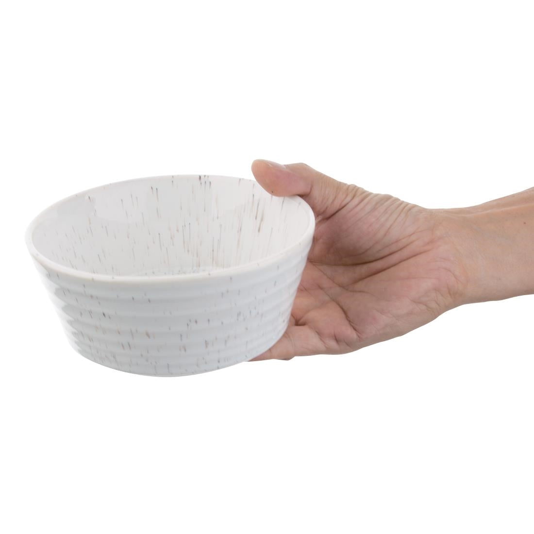 Olympia Cavolo Flat Round Bowls White Speckle 143mm (Pack of 6) - FD900 Bowls Olympia