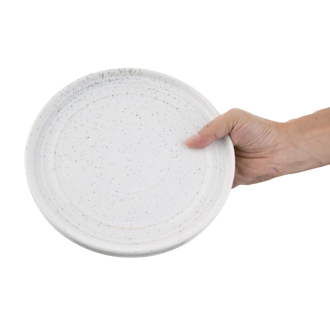 Olympia Cavolo Flat Round Plates White Speckle 220mm (Pack of 6) - FD903 Plates Olympia