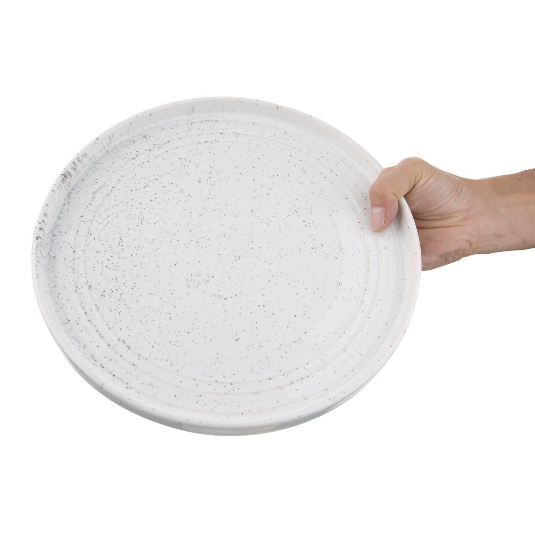 Olympia Cavolo Flat Round Plates White Speckle 270mm (Pack of 4) - FD904 Plates Olympia