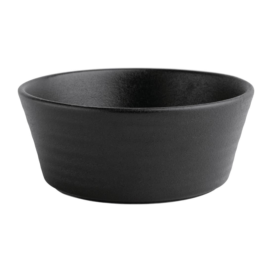 Olympia Cavolo Flat Round Bowls Textured Black 143mm (Pack of 6) - FD906 Bowls Olympia