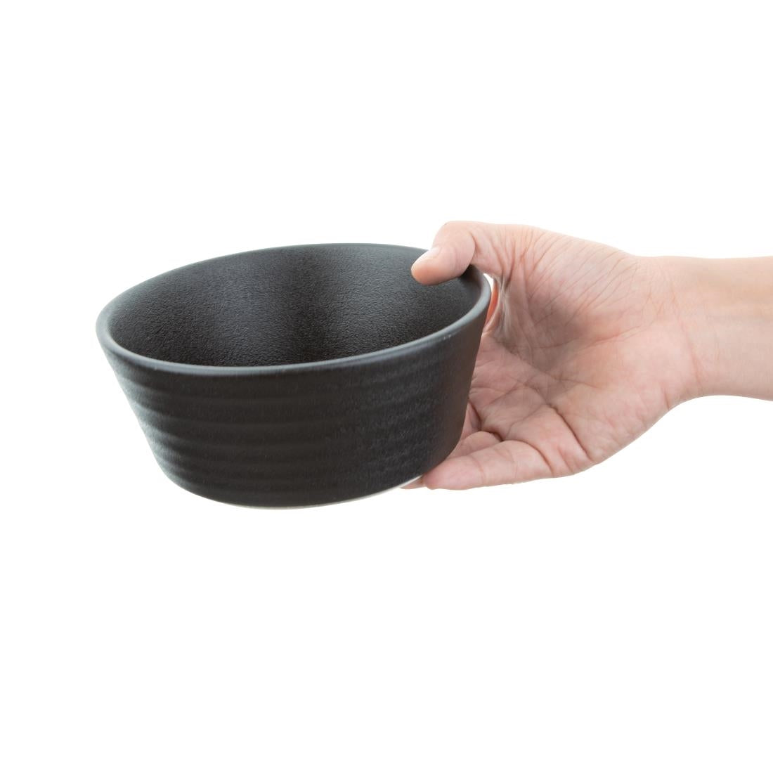 Olympia Cavolo Flat Round Bowls Textured Black 143mm (Pack of 6) - FD906 Bowls Olympia
