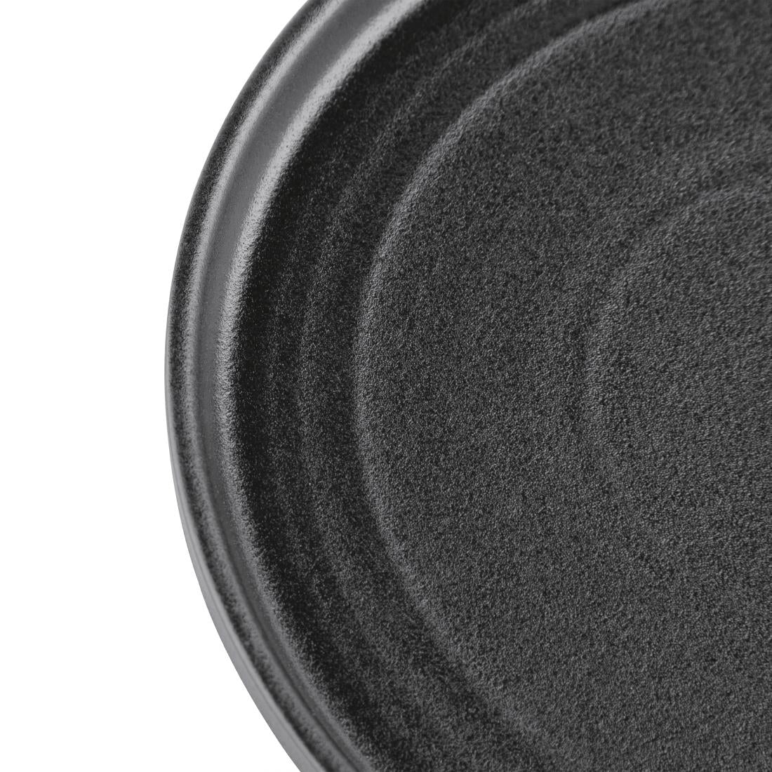 Olympia Cavolo Flat Round Plates Textured Black 220mm (Pack of 6) - FD909 Plates Olympia