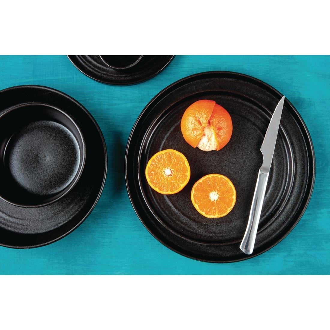 Olympia Cavolo Flat Round Plates Textured Black 270mm (Pack of 4) - FD910 Plates Olympia