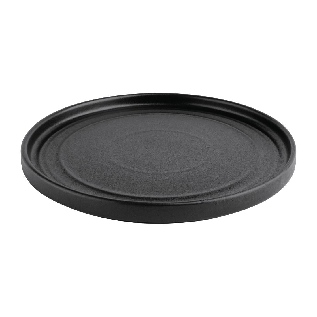 Olympia Cavolo Flat Round Plates Textured Black 220mm (Pack of 6) - FD909 Plates Olympia