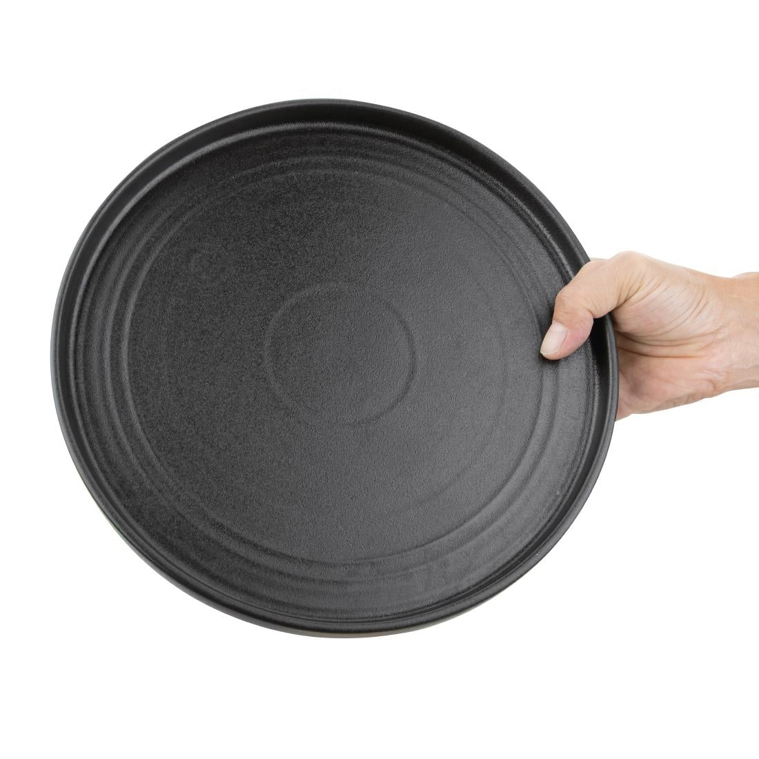 Olympia Cavolo Flat Round Plates Textured Black 270mm (Pack of 4) - FD910 Plates Olympia