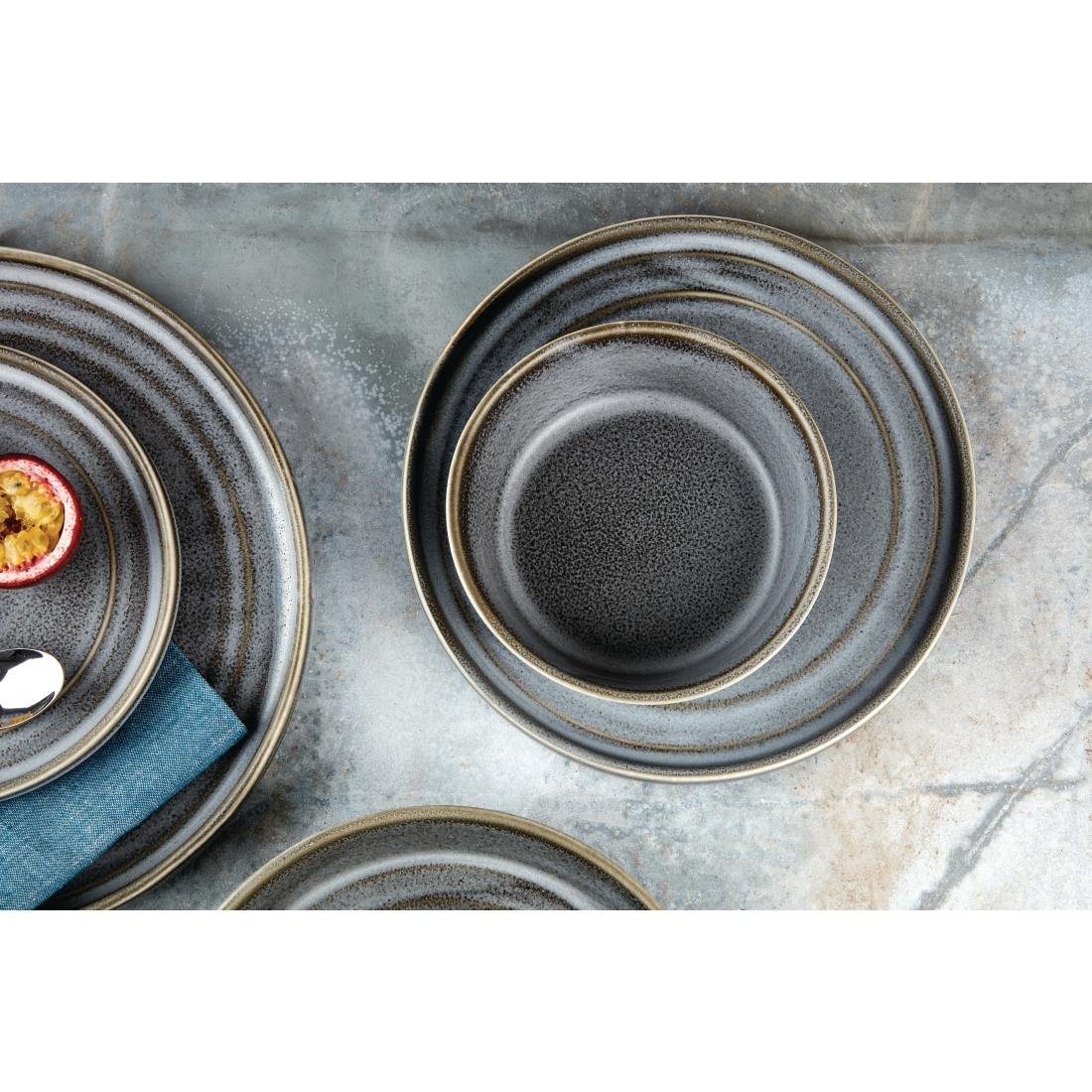 Olympia Cavolo Flat Round Bowls Charcoal Dusk 220mm (Pack of 4) - FD919 Bowls Olympia
