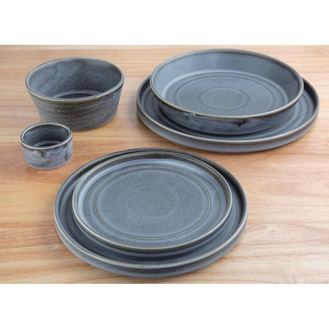 Olympia Cavolo Flat Round Plates Charcoal Dusk 180mm (Pack of 6) - FD920 Plates Olympia