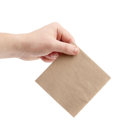 Fiesta Recyclable Recycled Cocktail Napkin Kraft 24x24cm 2ply 1/4 Fold (Pack of 4000) - FE217  Fiesta