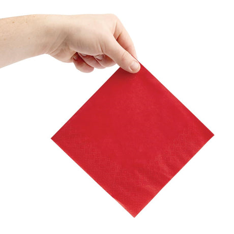 Fiesta Recyclable Lunch Napkin Red 33x33cm 2ply 1/4 Fold (Pack of 2000) - FE222  Fiesta