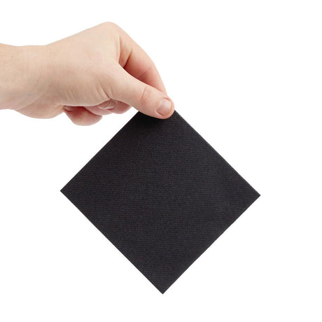 Fiesta Recyclable Premium Tablin Cocktail Napkin Black 24x24cm Airlaid 1/4 Fold (Pk 2400) - FE263  Fiesta