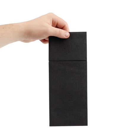 Fiesta Recyclable Premium Tablin Dinner Napkin Black 48x40cm Airlaid Pocket Fold (Pk 400) - FE280  Fiesta