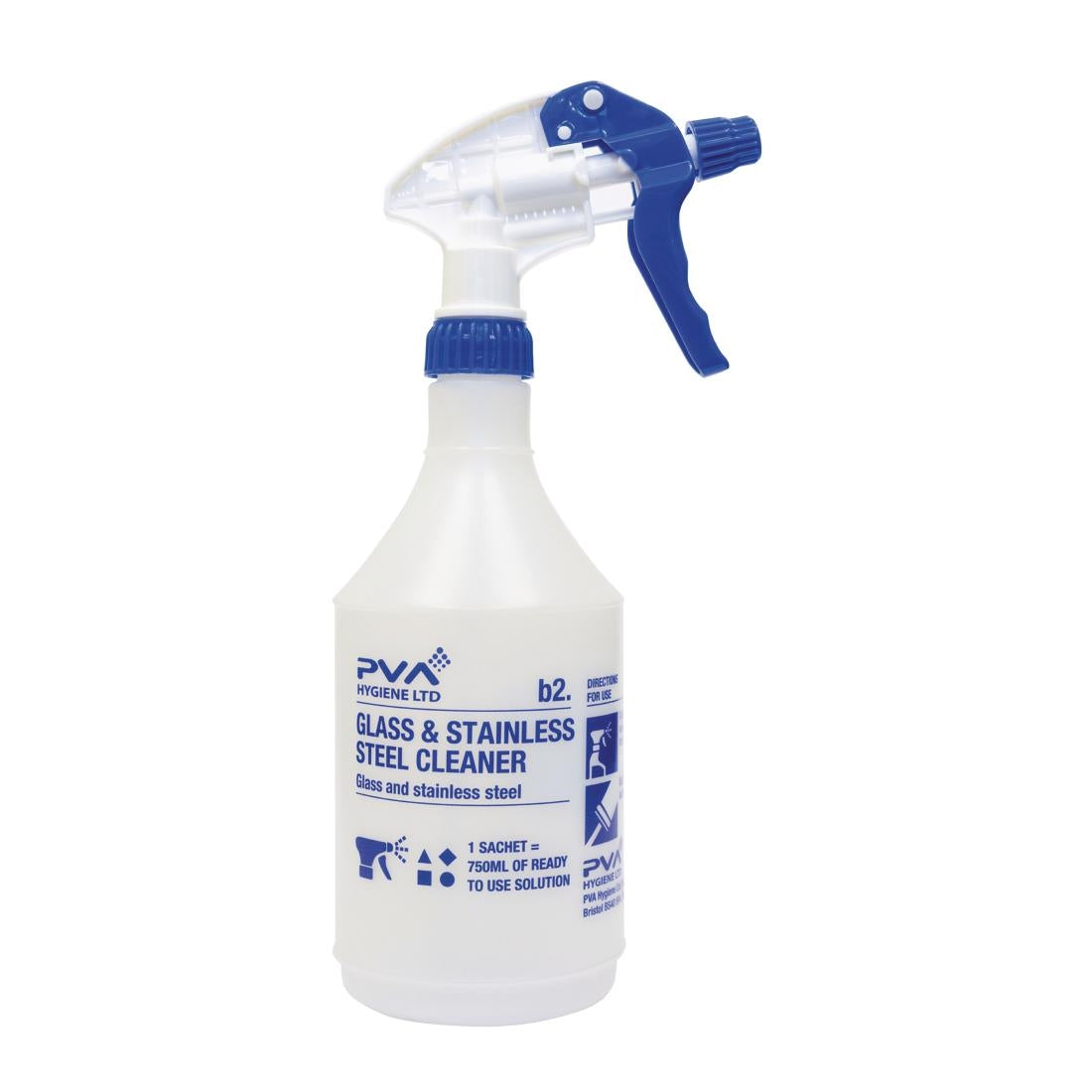 PVA Hygiene Glass and Stainless Steel Cleaner Trigger Spray Bottle 750ml - FE769 PVA Hygiene