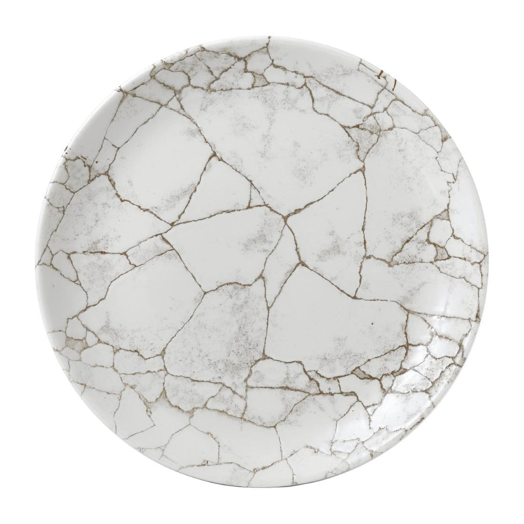 Studio Prints Kintsugi Agate Grey Coupe Plates 260mm (Pack of 12) - FJ801 Plates Churchill