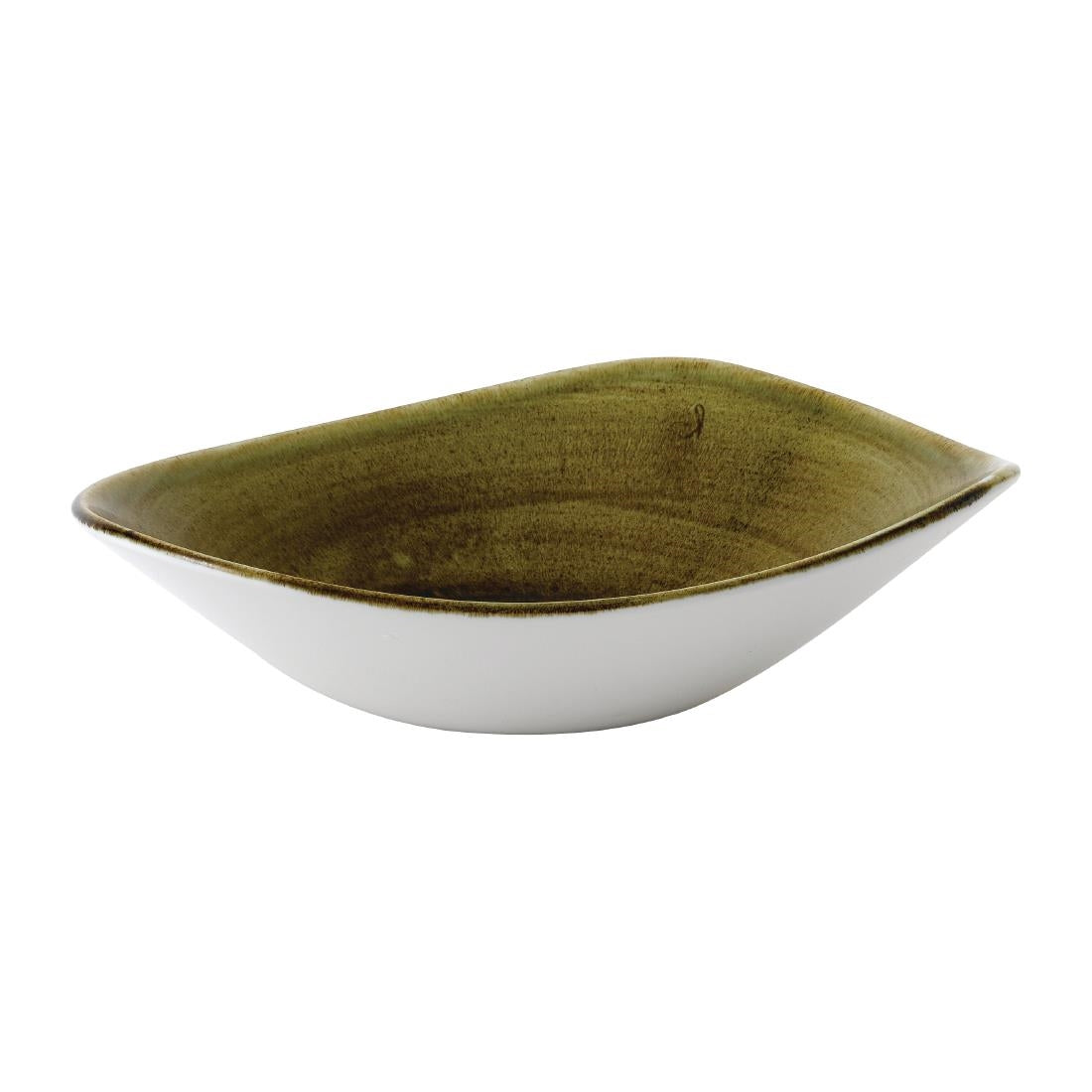 Stonecast Plume Olive Triangle Bowl 21oz (Pack of 12) - FJ933 Bowls Churchill