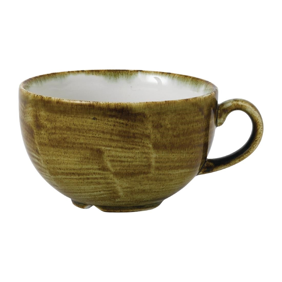 Stonecast Plume Olive Cappuccino Cup 12oz (Pack of 12) - FJ937 Cups and Mugs Churchill