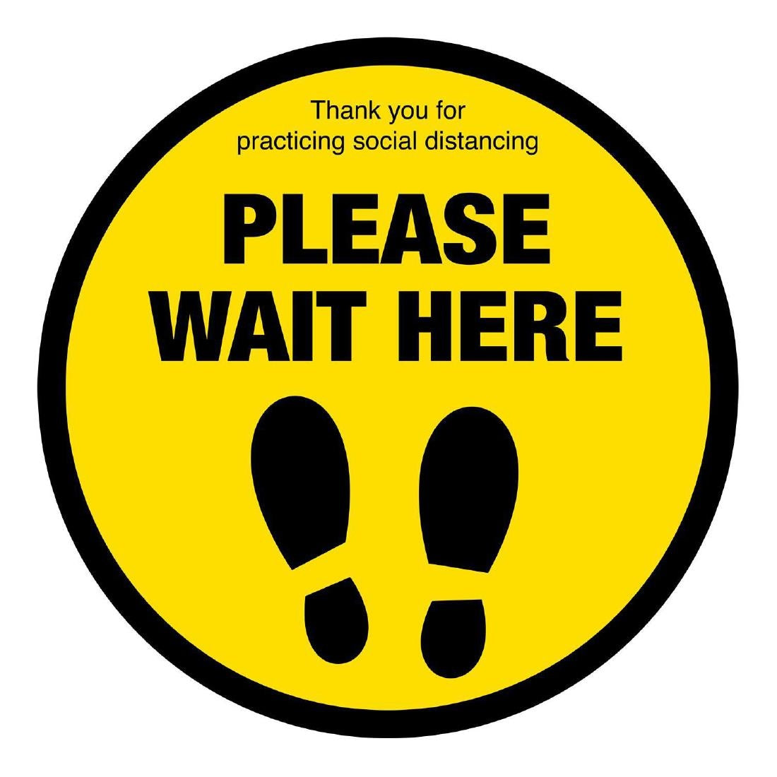 Please Wait Here Social Distancing Floor Graphic 200mm - FN360 Mileta