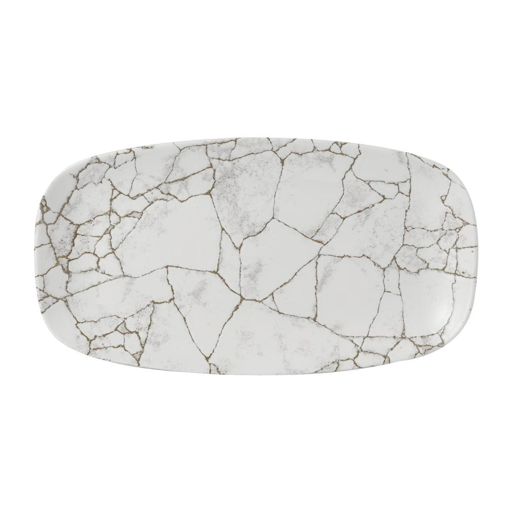 Churchill Studio Prints Kintsugi Agate Grey Chefs Oblong Plate 352 x 187mm (Pack of 6) - FR064 Plates Churchill